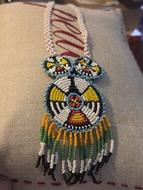 Vintage Native American Thunderbird Beaded Pendant Necklace With Keychain